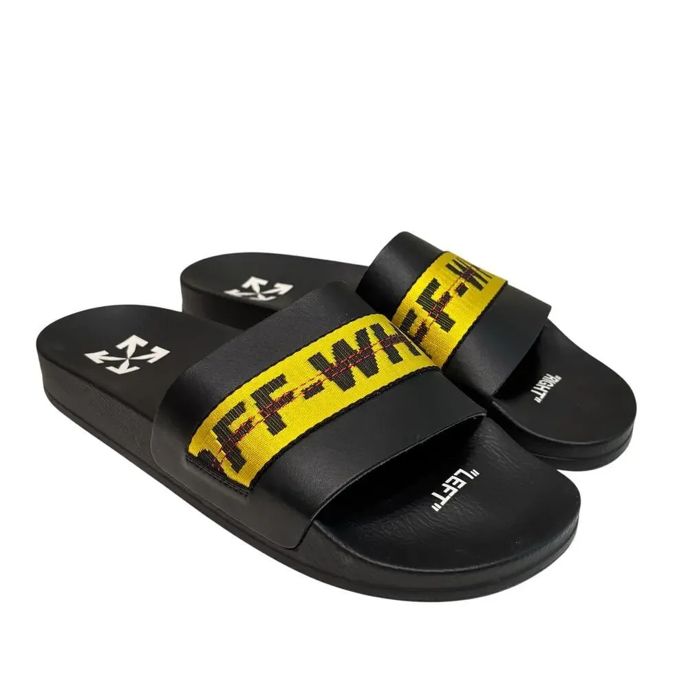 Off-White Industrial Belt Slides Men’s in Black Yellow - Size: EU 42